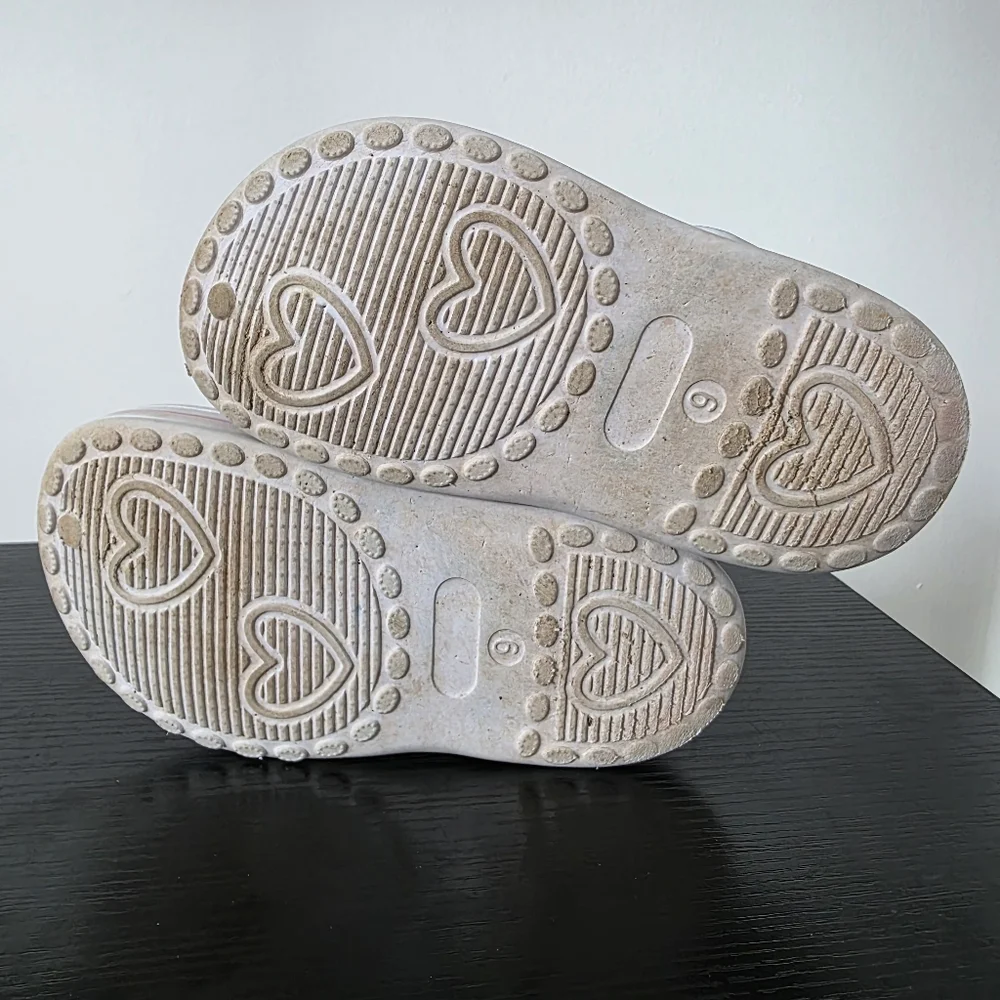 White Slip-On Clogs with Heart Cutouts